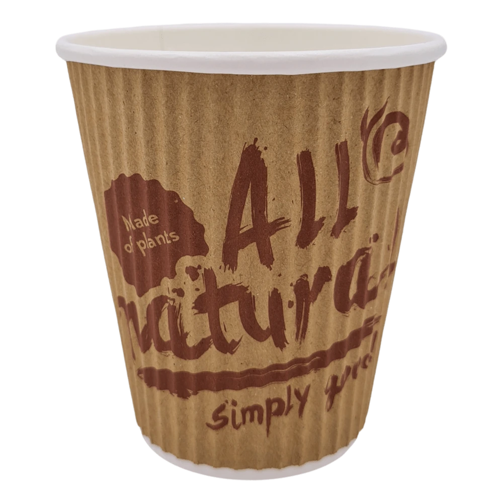 Kaffeebecher "All natural" Rifflecup | Pappe | ohne Beschichtung | 200ml | Ø80mm | braun