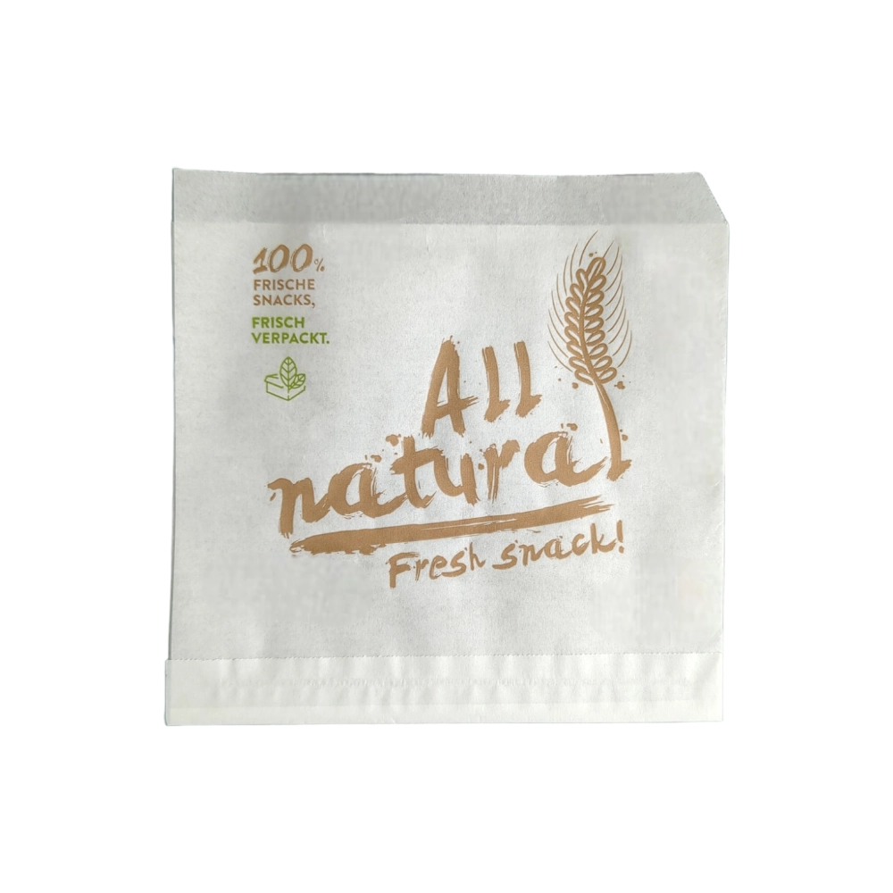 Snackbeutel "All natural" | Pergamentersatz | 2-seitig offen | 170x160mm | weiß