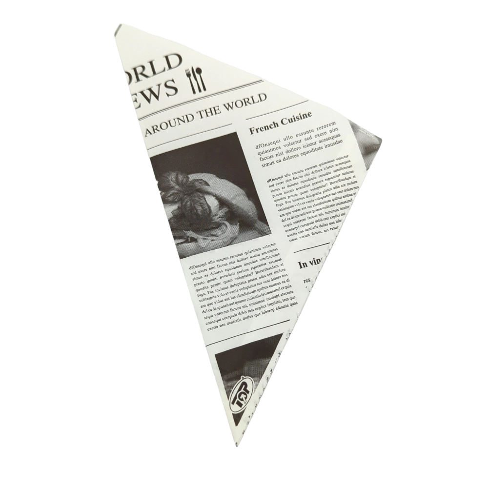 Pommestüten/Spitztüten "Newspaper" | Kraftpapier | 125g | 19cm | 2-lagig | weiß