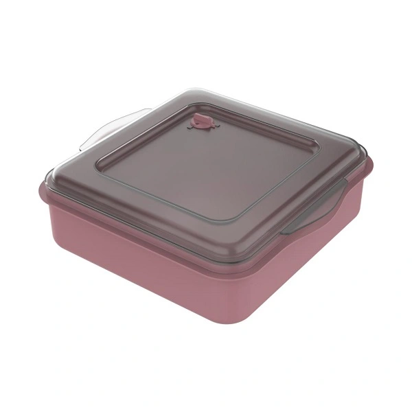 Mehrweg Lunchbox eckig mit transparentem Deckel in rot